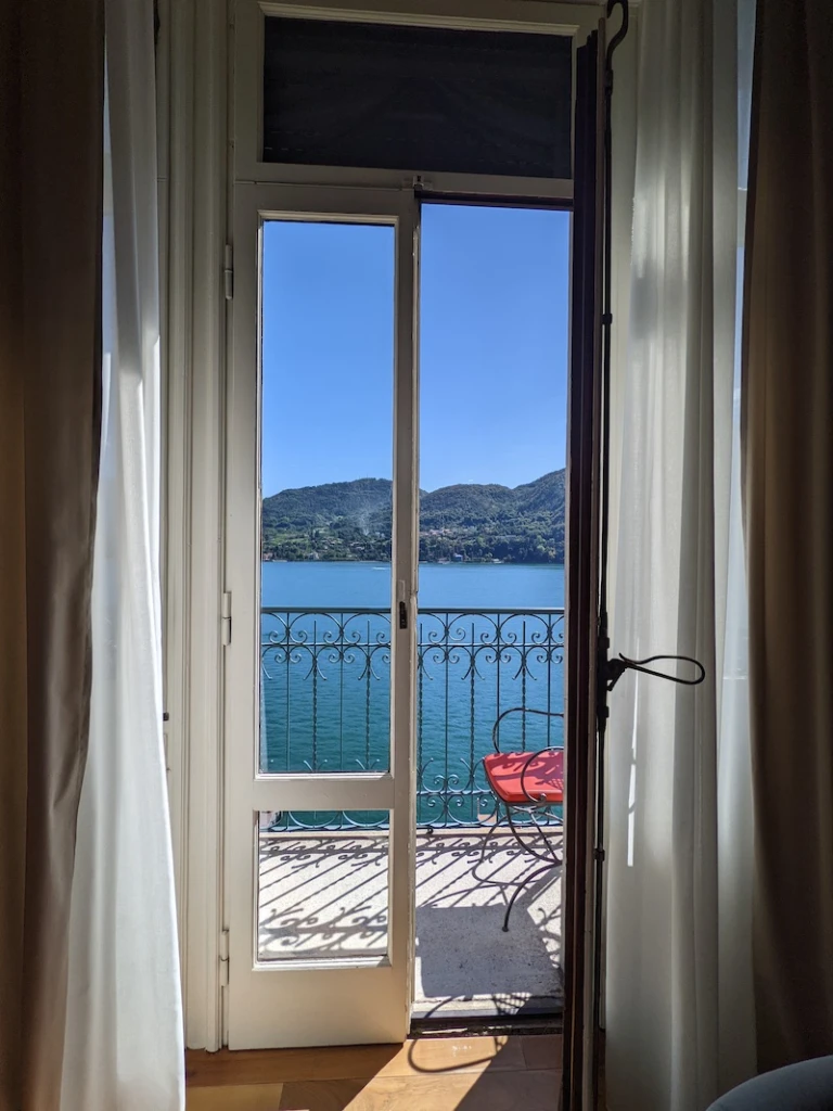 A lake view from the Lake View Deluxe room at the Grand Hotel Tremezzo.